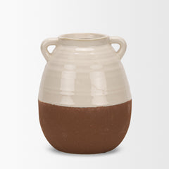 Tryna Beige/Matte Brown Small Ceramic Vase - Ornate Home