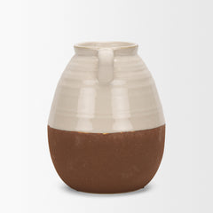 Tryna Beige/Matte Brown Small Ceramic Vase - Ornate Home