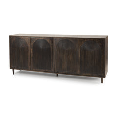 Tucker Dark Brown with Carved Arch Pattern 4 Door Sideboard - Ornate Home