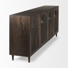 Tucker Dark Brown with Carved Arch Pattern 4 Door Sideboard - Ornate Home