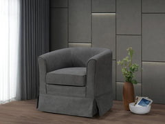 Tucker Gray 28"W Woven Fabric Swivel Barrel Chair - Ornate Home