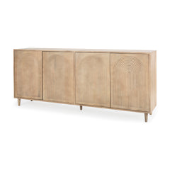 Tucker Light Brown Wood with Carved Arch Pattern 4 Door Sideboard - Ornate Home