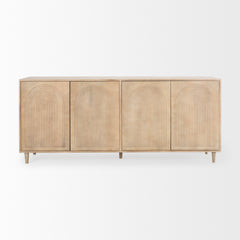 Tucker Light Brown Wood with Carved Arch Pattern 4 Door Sideboard - Ornate Home