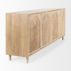 Tucker Light Brown Wood with Carved Arch Pattern 4 Door Sideboard - Ornate Home