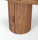 Tucson Natural/Black Wood with Round Oak Top Coffee Table