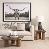 Tucson Natural/Black Wood with Round Oak Top Coffee Table