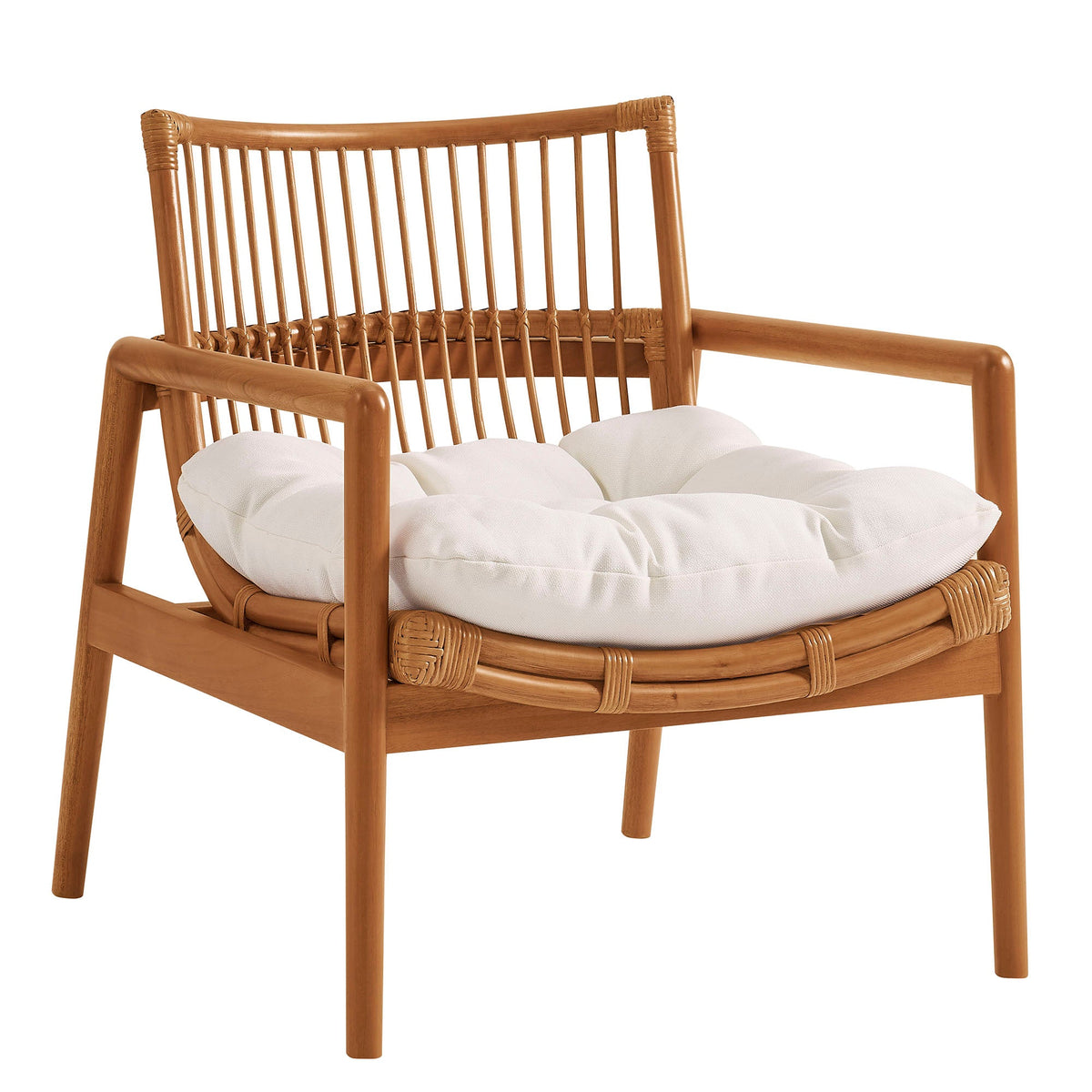 Tula Brown Wood Rattan Lounge Chair - Ornate Home