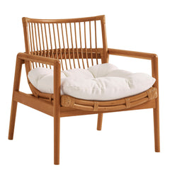 Tula Brown Wood Rattan Lounge Chair - Ornate Home