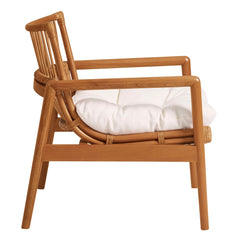 Tula Brown Wood Rattan Lounge Chair - Ornate Home