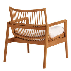 Tula Brown Wood Rattan Lounge Chair - Ornate Home