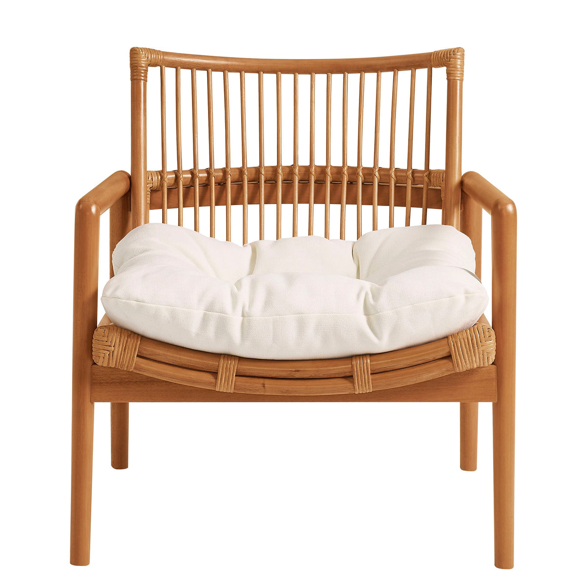 Tula Brown Wood Rattan Lounge Chair - Ornate Home