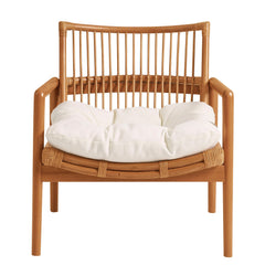 Tula Brown Wood Rattan Lounge Chair - Ornate Home