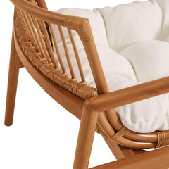 Tula Brown Wood Rattan Lounge Chair - Ornate Home