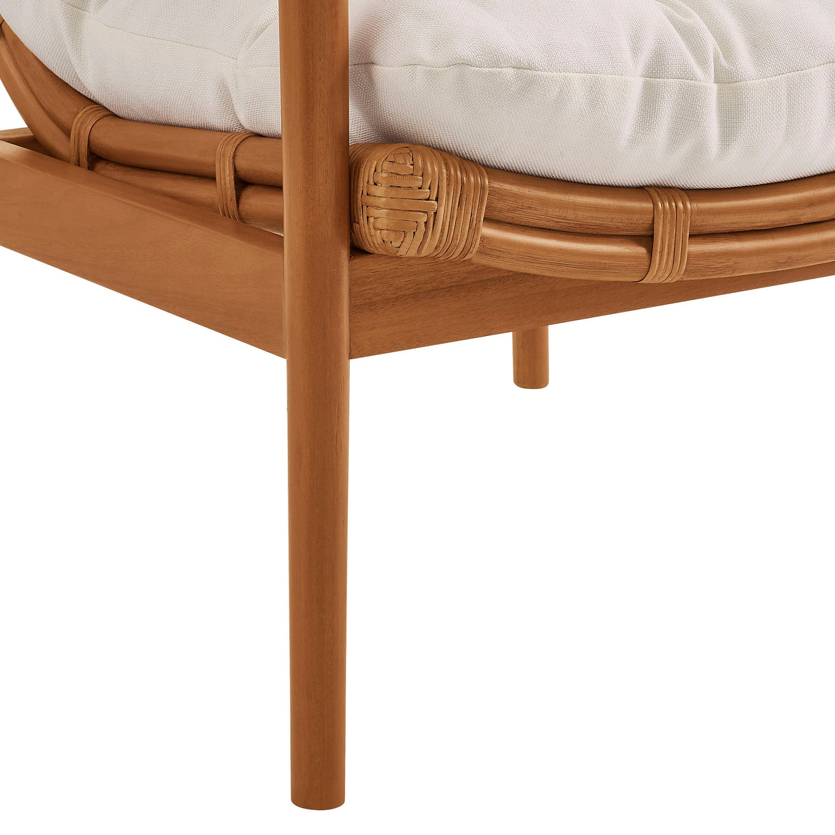 Tula Brown Wood Rattan Lounge Chair - Ornate Home