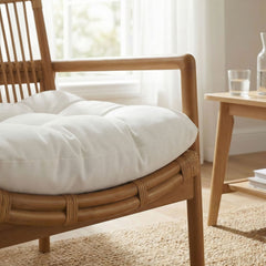 Tula Brown Wood Rattan Lounge Chair - Ornate Home