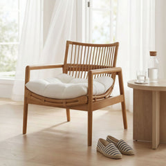 Tula Brown Wood Rattan Lounge Chair - Ornate Home