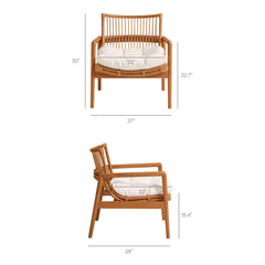 Tula Brown Wood Rattan Lounge Chair - Ornate Home
