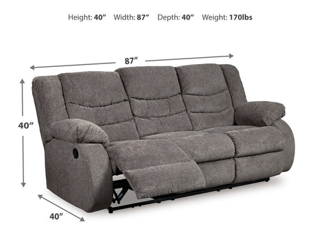 Tulen Gray Manual Reclining Sofa - Ornate Home