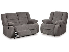 Tulen Gray Reclining Loveseat and Recliner - Ornate Home