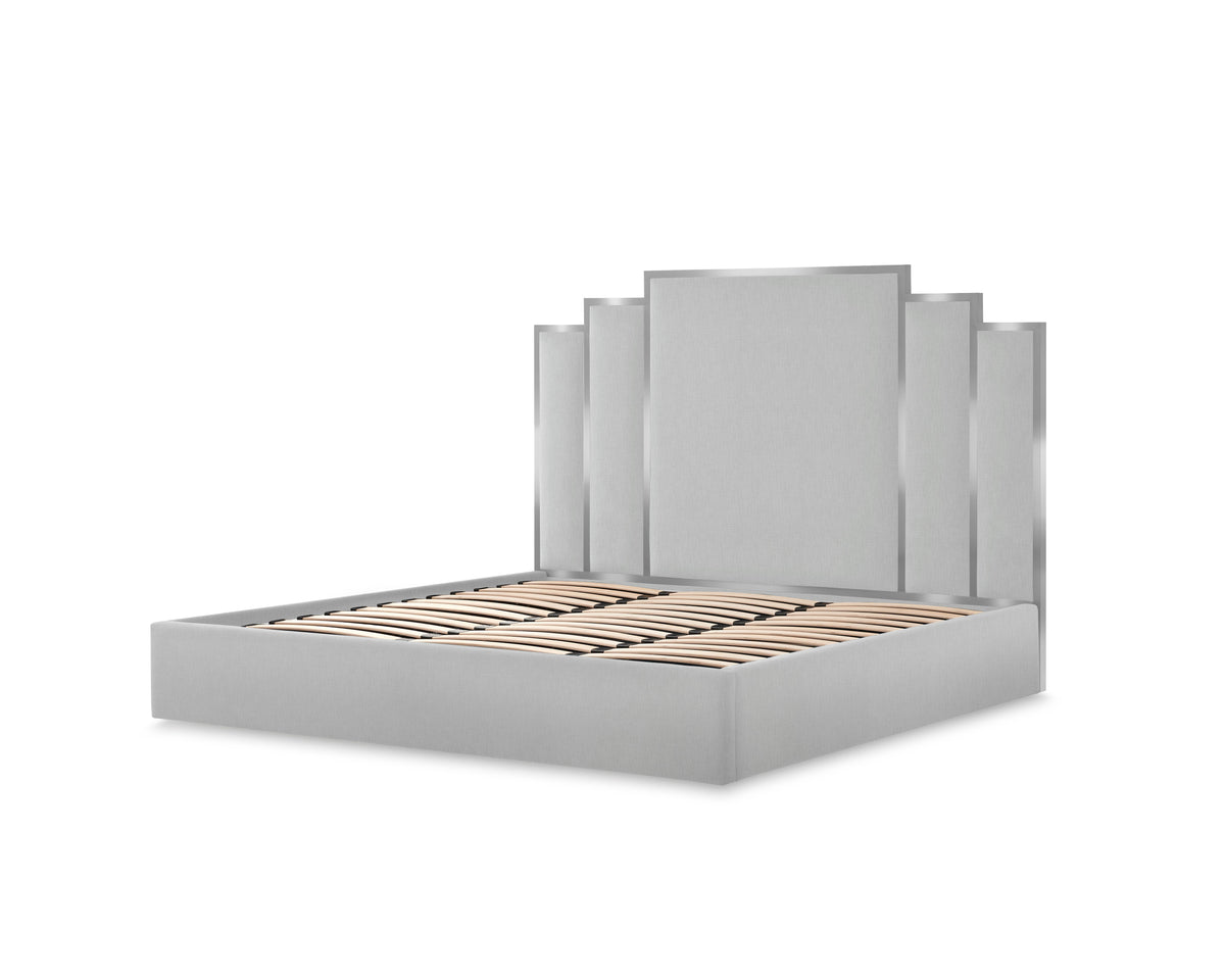 Tulip Chrome/Gray King Lift Up Storage Bed