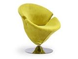 Tulip Swivel Accent Chair in Green and Polished Chrome - Ornate Home