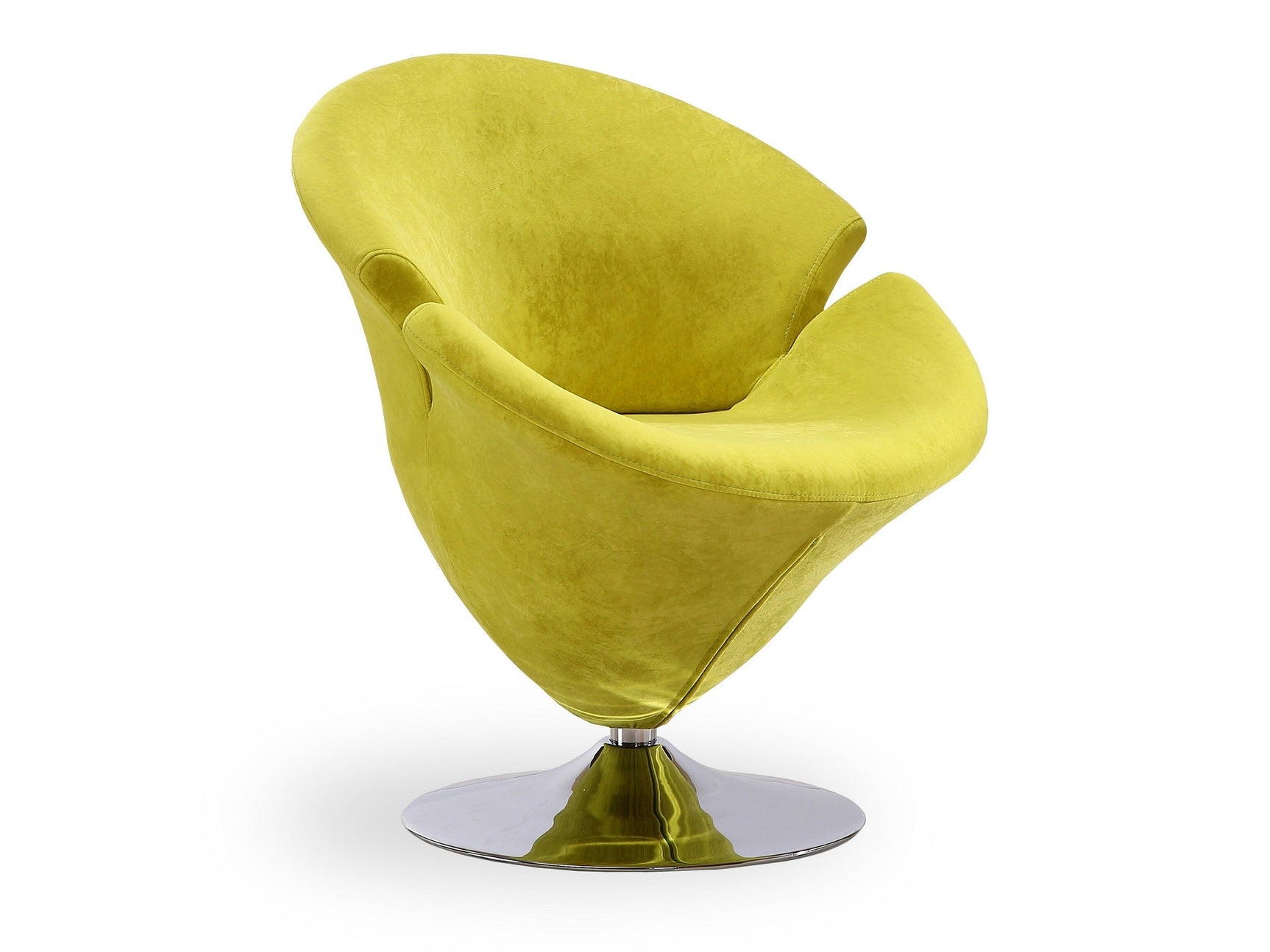 Tulip Swivel Accent Chair in Green and Polished Chrome - Ornate Home