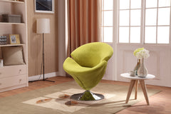 Tulip Swivel Accent Chair in Green and Polished Chrome - Ornate Home