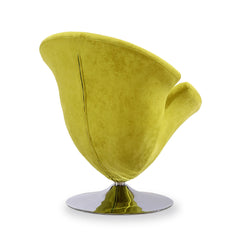 Tulip Swivel Accent Chair in Green and Polished Chrome - Ornate Home