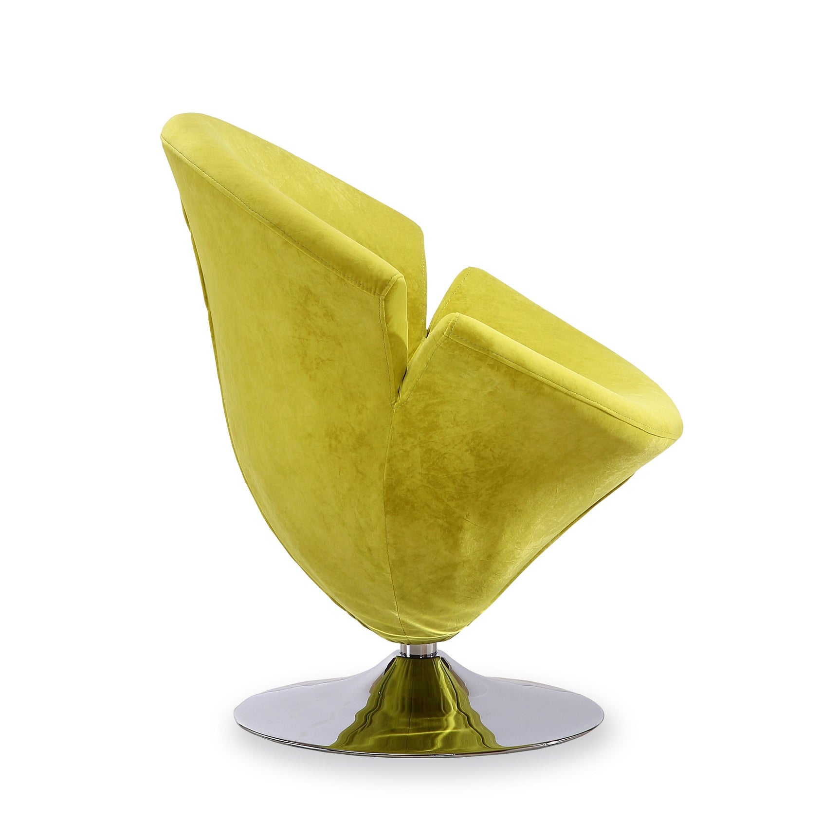 Tulip Swivel Accent Chair in Green and Polished Chrome - Ornate Home