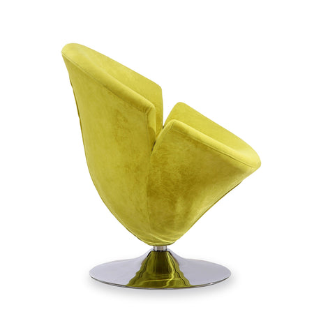 Tulip Swivel Accent Chair in Green and Polished Chrome - Ornate Home