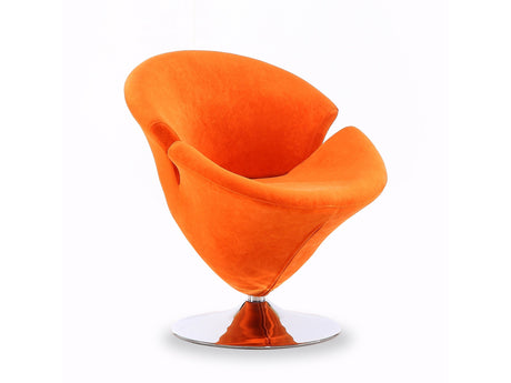 Tulip Swivel Accent Chair in Orange and Polished Chrome - Ornate Home