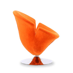Tulip Swivel Accent Chair in Orange and Polished Chrome - Ornate Home