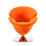 Tulip Swivel Accent Chair in Orange and Polished Chrome (set of 2) - Ornate Home