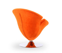 Tulip Swivel Accent Chair in Orange and Polished Chrome (set of 2) - Ornate Home