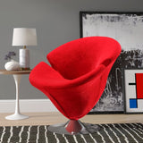 Tulip Swivel Accent Chair in Red and Polished Chrome - Ornate Home