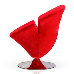 Tulip Swivel Accent Chair in Red and Polished Chrome - Ornate Home