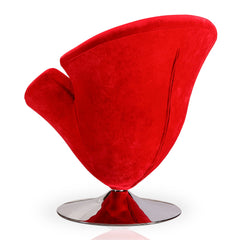 Tulip Swivel Accent Chair in Red and Polished Chrome - Ornate Home