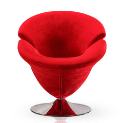 Tulip Swivel Accent Chair in Red and Polished Chrome (set of 2) - Ornate Home