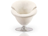 Tulip Swivel Accent Chair in White and Polished Chrome - Ornate Home