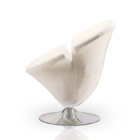 Tulip Swivel Accent Chair in White and Polished Chrome - Ornate Home