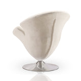 Tulip Swivel Accent Chair in White and Polished Chrome - Ornate Home