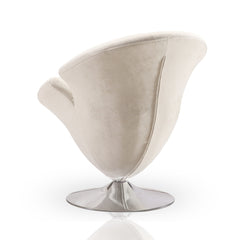 Tulip Swivel Accent Chair in White and Polished Chrome - Ornate Home