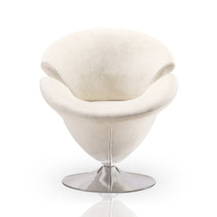 Tulip Swivel Accent Chair in White and Polished Chrome (set of 2) - Ornate Home