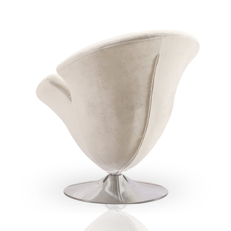 Tulip Swivel Accent Chair in White and Polished Chrome (set of 2) - Ornate Home