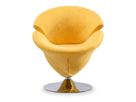 Tulip Swivel Accent Chair in Yellow and Polished Chrome - Ornate Home