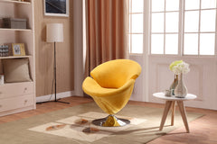Tulip Swivel Accent Chair in Yellow and Polished Chrome - Ornate Home