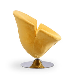 Tulip Swivel Accent Chair in Yellow and Polished Chrome - Ornate Home