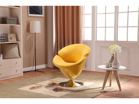 Tulip Swivel Accent Chair in Yellow and Polished Chrome (set of 2) - Ornate Home