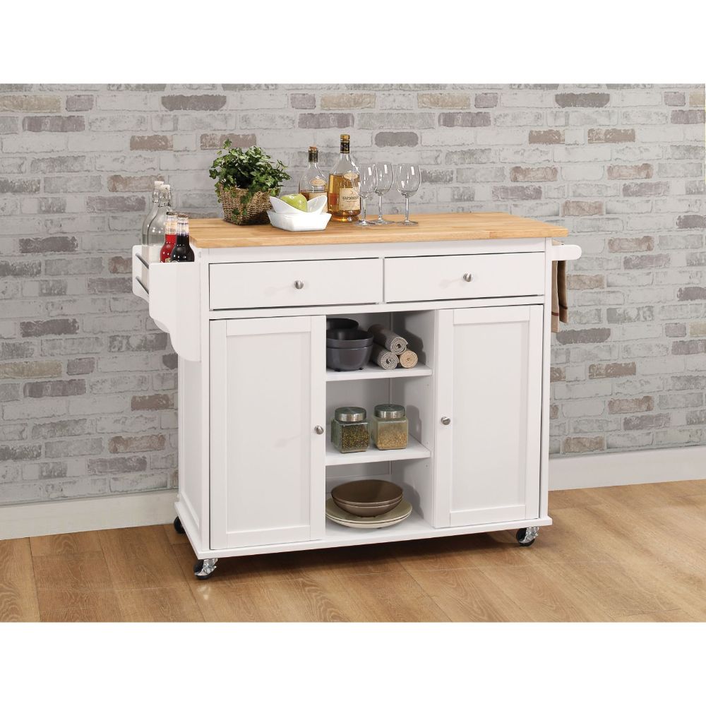 Tullarick Natural & White Kitchen Cart - Ornate Home