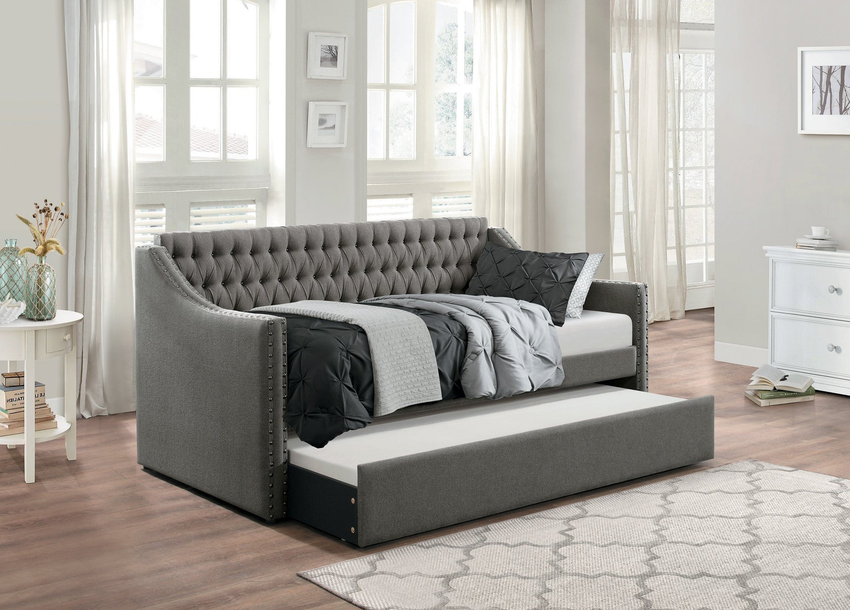 Tulney Dark Gray Daybed with Trundle - Ornate Home